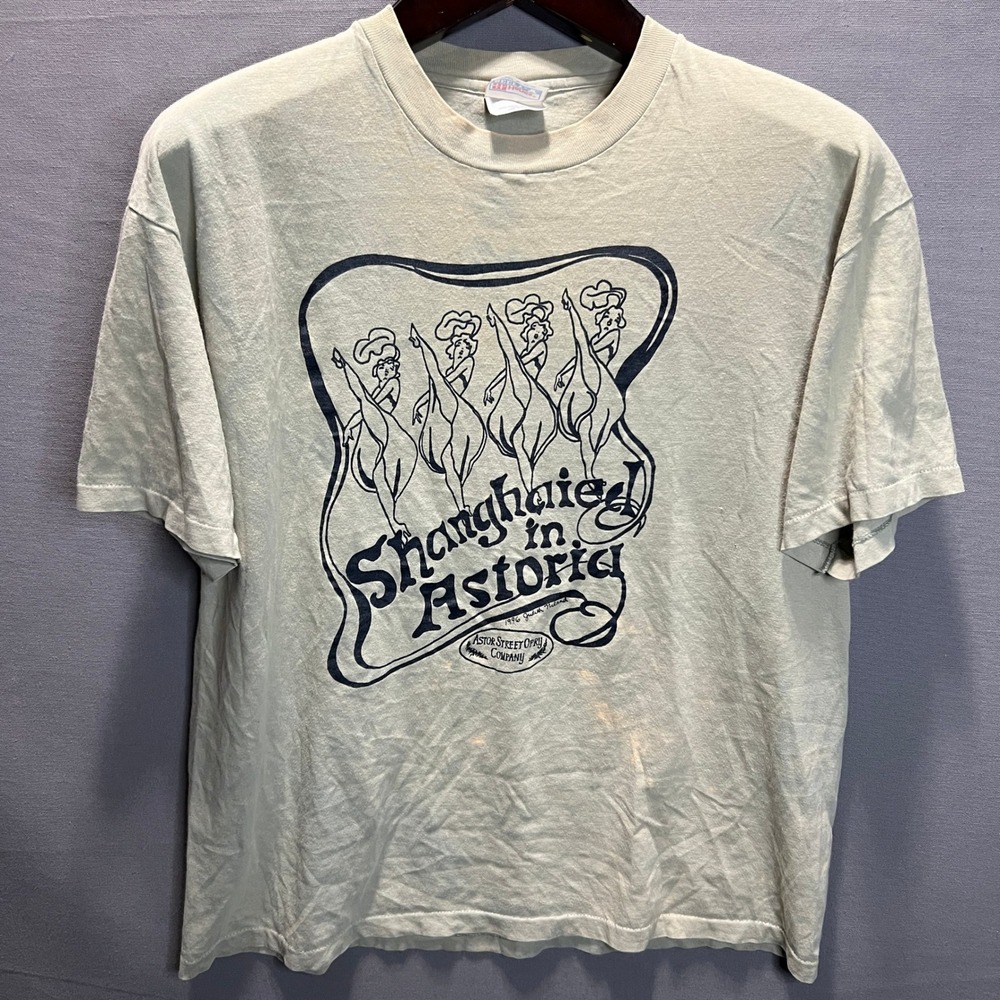 Vintage 1996 Hanes Beefy-T Shanghaied in Astoria Graphic Shirt XL Single Stitch